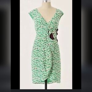Moulinette Soeurs Short Sleeve Silk Tulip Floral Print Faux Wrap Mini Dress 12